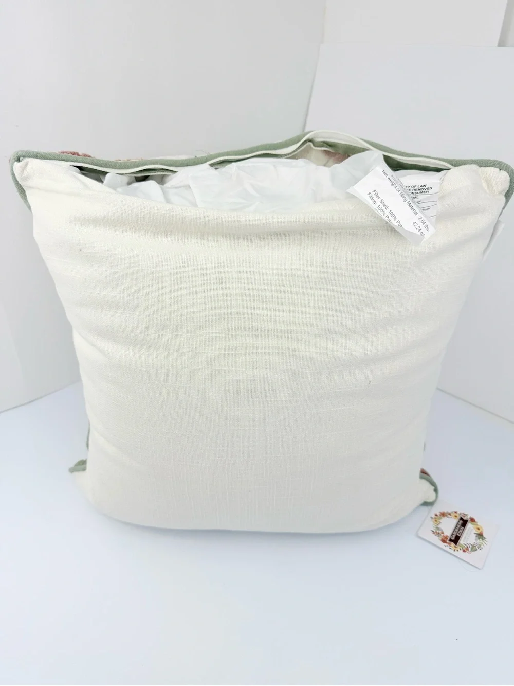 Gardeners Eden Cream Pumpkin Embroidered Soft Woven Sparkle Fall Accent Pillow